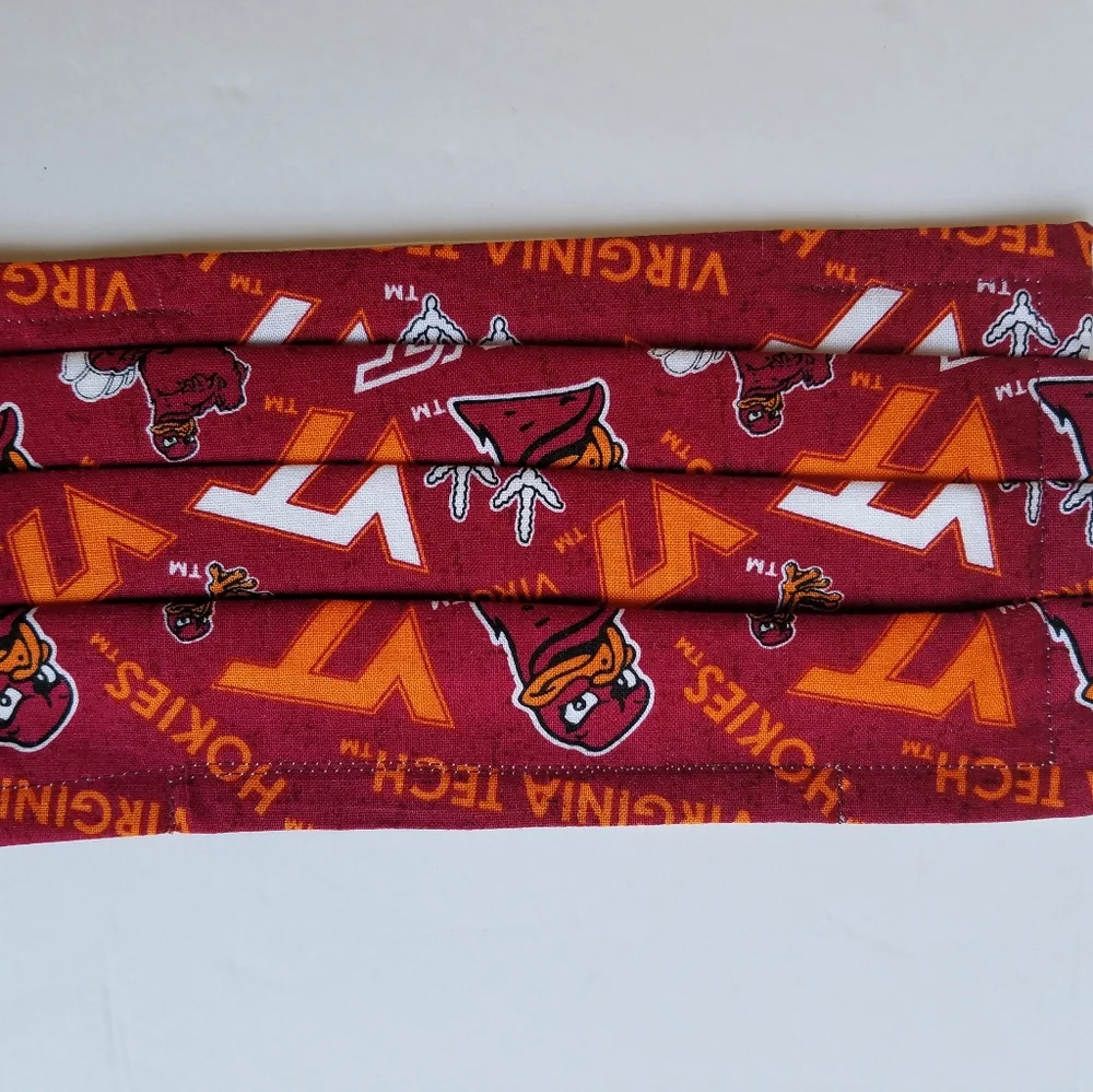 Hand Crafted Face Mask Burgundy/Orange Adult Virginia Tech Hokies VT Face Mask